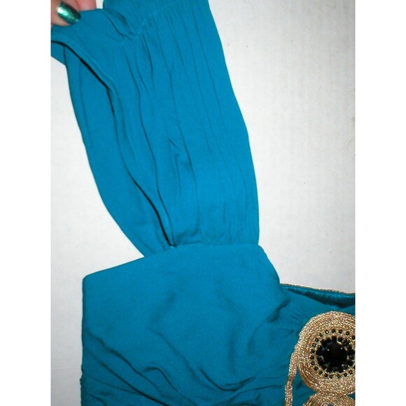 New NWT Ocean Blue Temperley London Dress Womens 12 Evening Gown Jewels Silk Emb - Picture 5 of 12